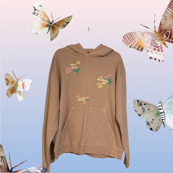 seeking comfort Sweaters - SEEKING COMFORT Pinkish-Brown Over-Sized Hoodie w/ Inspirational Messages